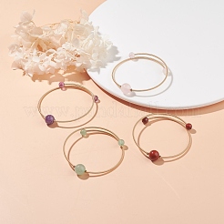 Natural Stone Round Beaded Bangle&nbsp;BJEW-JB07840