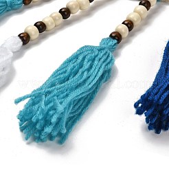 Round Woven Net/Web with Feather Boho Pendant Decoration&nbsp;HJEW-H062-01A-03