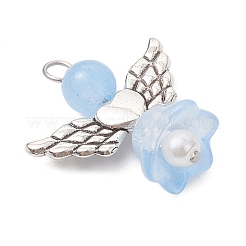 Pearlized Glass Pearl Bead Pendants&nbsp;PALLOY-JF03205-06