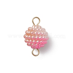 Imitation Pearl Acrylic Round Berry Connector Charms&nbsp;PALLOY-JF04422-02