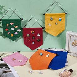 6Pcs 6 Colors Canvas Wall Hanging Brooch Jewelry Banner Holder&nbsp;DJEW-PH0001-80