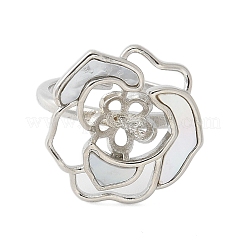 Flower Brass Shell Cuff Ring Settings&nbsp;KK-K297-01P
