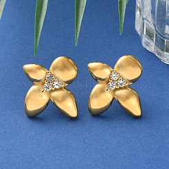 304 Stainless Steel Rhinstone Stud Earrings&nbsp;EJEW-Z081-01G
