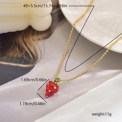 Sweet and Delicate Brass Enamel Strawberry Pendant Necklaces for Everyday&nbsp;QO3424-1