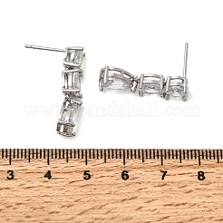 Teardrop Brass Micro Pave Clear Cubic Zirconia Dangle Stud Earrings&nbsp;EJEW-H180-14P