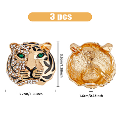 3Pcs Rhinestone Tiger Head Brooch Pin&nbsp;JEWB-HY0001-02