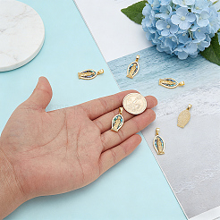 6Pcs Brass with Natural Paua Shell Religion Pendants&nbsp;KK-GA0002-60