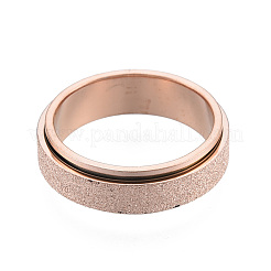 201 Stainless Steel Sand Blast Rotating Finger Ring&nbsp;RJEW-N043-06RG