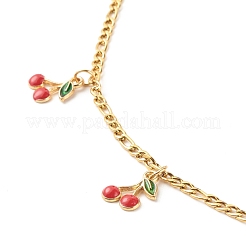 Dainty Cherry Alloy Enamel Pendant Necklace for Teen Girl Women&nbsp;NJEW-JN03757-01