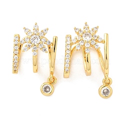 Brass Micro Pave Clear Cubic Zirconia Cuff Earrings&nbsp;EJEW-K309-07G