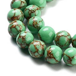 Synthetic Gold Line Turquoise Beads Strands&nbsp;G-H026-01C-03