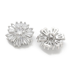 Rack Plating Brass Micro Pave Clear Cubic Zirconia Buttons&nbsp;KK-K293-14P