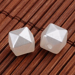 Faceted Cube Imitation Pearl Acrylic Beads&nbsp;OACR-L004-3294