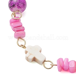 Glass & Natural Freshwater Shell Beaded Link Chain Bracelets&nbsp;BJEW-JB13393