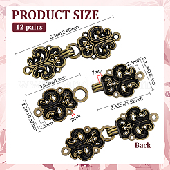 12 Pairs Vintage Alloy Buckle for Clothing & Bags&nbsp;FIND-PH0038-72AB