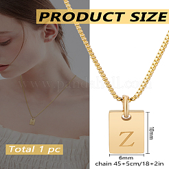 1Pc Stainless Steel Letter Rectangle Pendant Necklaces&nbsp;NJEW-LP0001-34Z-G