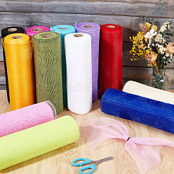 12Rolls 12 Colors Plastic Mesh Flower Bouquets Wrapping Paper&nbsp;DIY-MA0007-21