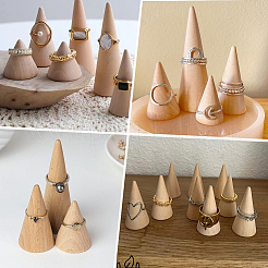 12Pcs 3 Styles Wooden Ring Displays&nbsp;RDIS-SC0001-04