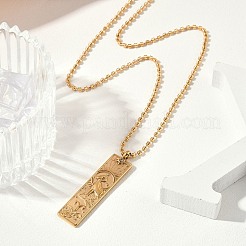 304 Stainless Steel Clear Cubic Zirconia Rectangle Constellation Pendant Necklaces for Women Men&nbsp;NJEW-S435-01G-A