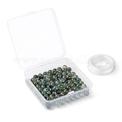 100Pcs 8mm Natural Moss Agate Round Beads&nbsp;DIY-LS0002-07