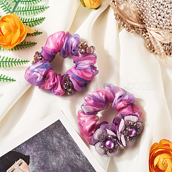 2Pcs 2 Colors Chic Solid Color French Satin Pigtail Hair Tie for Elegant Hairstyles&nbsp;OHAR-TA0001-10A