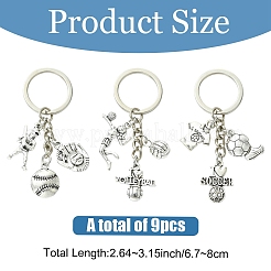 9Pcs 3 Style Sports Alloy Keychains&nbsp;KEYC-YW00249
