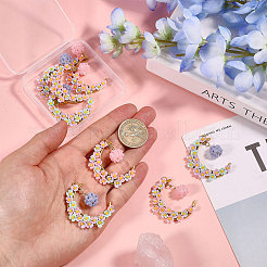 8Pcs 2 Colors Glass Seed Beads & Resin Pendants&nbsp;PALLOY-CA00039