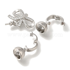 Brass Micro Pave Clear Cubic Zirconia Fold Over Clasps&nbsp;KK-K389-027P