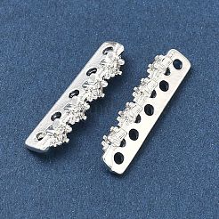 Brass Micro Pave Clear Cubic Zirconia Spacer Bars&nbsp;KK-Z139-11S-01