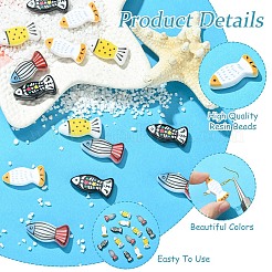 8Pcs 4 Colors Printed Opaque Resin Beads&nbsp;RESI-YW0006-42