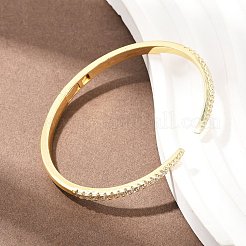 Brass Micro Pave Clear Cubic Zirconia Hinged Bangles&nbsp;BJEW-F528-01G