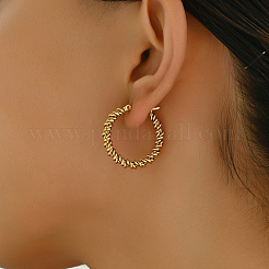 Elegant Stainless Steel Twist Hoop Earrings&nbsp;VZ4078