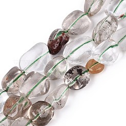 Natural Green Lodolite Quartz/Garden Quartz/Green Phantom Quartz Beads Strands&nbsp;G-N362-15A-01