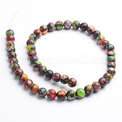 Dyed Natural Imperial Jasper Round Bead Strands&nbsp;G-M274-06-8mm