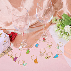 20Pcs Butterfly & Flower Alloy Enamel Wine Glass Charms&nbsp;AJEW-CA00003