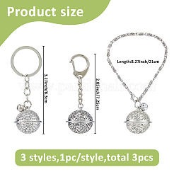 3Pcs 3 Styles Bell Alloy & Iron Pendant Keychain & Charm Bracelets Sets&nbsp;DIY-FH0009-60P