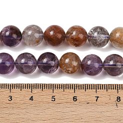Natural Purple Phantom Quartz Lodolite Quartz Beads Strands&nbsp;G-R446-10mm-01A