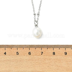 Natural Cultured Freshwater Pearl Potato Pendant 304 Stainless Steel Satellite Chain Necklaces for Women&nbsp;NJEW-JN06346-01