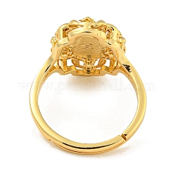 Oval with Saint Rack Plating Brass Adjustable Rings for Women&nbsp;RJEW-I105-03G-01