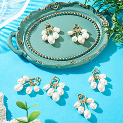 6Pcs Natural Cultured Freshwater Pearl Rice Beaded Pendants&nbsp;PALLOY-TA00380