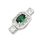 Brass Micro Pave Cubic Zirconia Box Clasps, Cadmium Free & Nickel Free & Lead Free, with Glass, Rectangle, Platinum, 20.5x10x10mm, Hole: 2.5x1mm