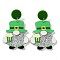 Saint Patrick's Day Sparkling Acrylic Dangle Stud Earrings, Gnome, Lime Green, 61x36.5mm