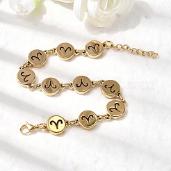 12 Constellations 304 Stainless Steel Link Chain Bracelets&nbsp;BJEW-I239-01G-06