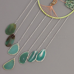 Brass Wire Wrapped Natural Green Aventurine Chips Tree of Life Pendant Decorations&nbsp;HJEW-D302-03