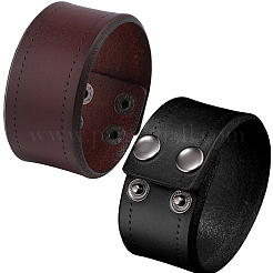 2Pcs 2 Colors Flat Sided Cowhide Leather Cord Bracelets&nbsp;BJEW-CL0001-58