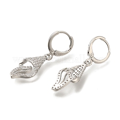 Rack Plating Shell Shape Brass Micro Pave Clear Cubic Zirconia Hoop Earrings&nbsp;EJEW-H016-38P