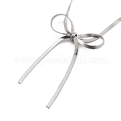 304 Stainless Steel Flat Snake Chain Bowknot Pendant Necklaces for Women&nbsp;NJEW-Z050-01P-02