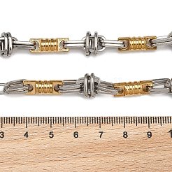 Ion Plating(IP) Two Tone 201 Stainless Steel Column & Oval Link Chain Bracelet&nbsp;BJEW-B078-30GP