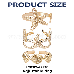 3Pcs 3 Styles Iron Cuff Rings Sets&nbsp;RJEW-LP0004-10