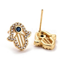 Hamsa Hand Cubic Zirconia Stud Earrings&nbsp;EJEW-E167-19G